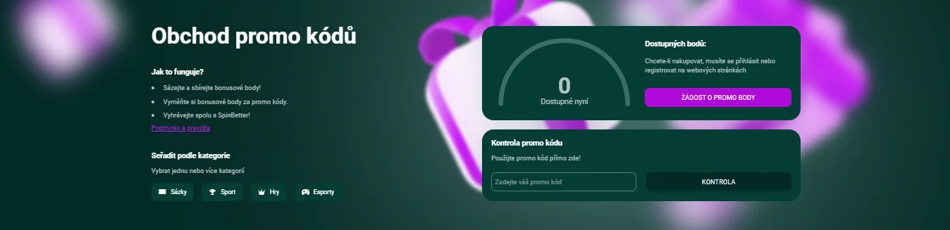 SpinBetter promo kód
